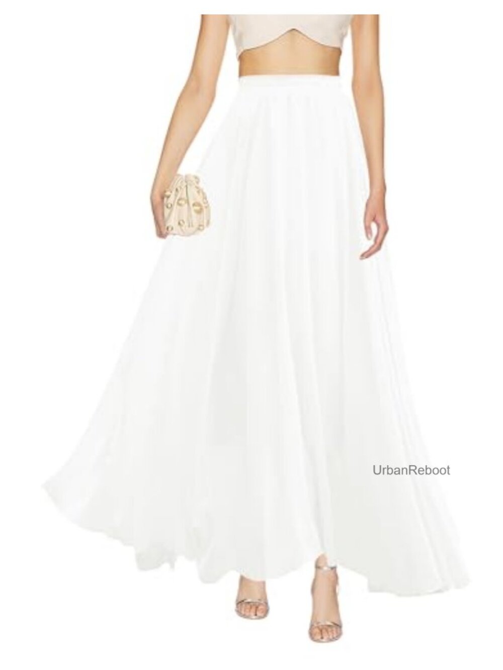Women's Pleated High Waist Chiffon Maxi Skirt Flowy A-Line